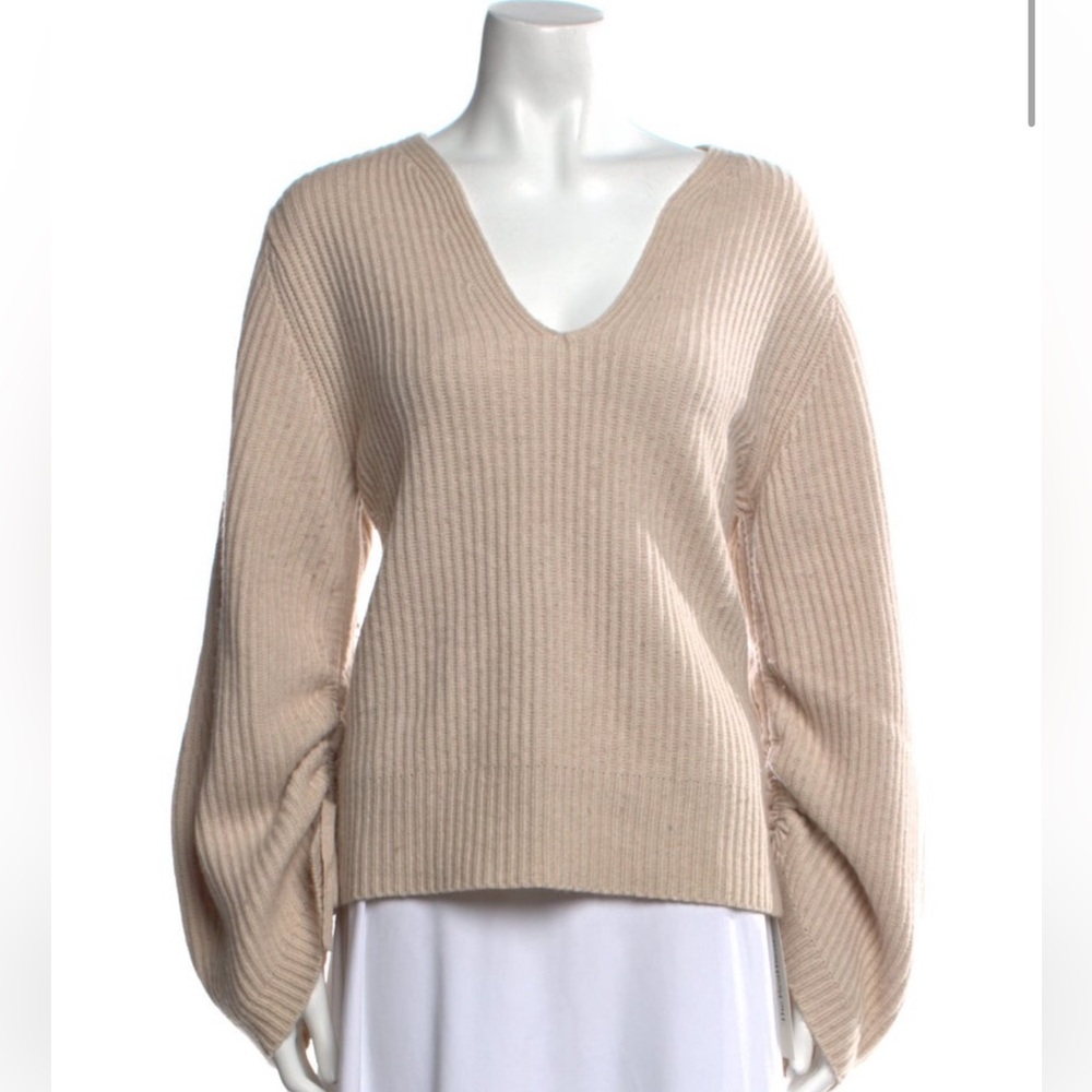 Brochu Walker Oat Cinched Sleeve Knit Sweater